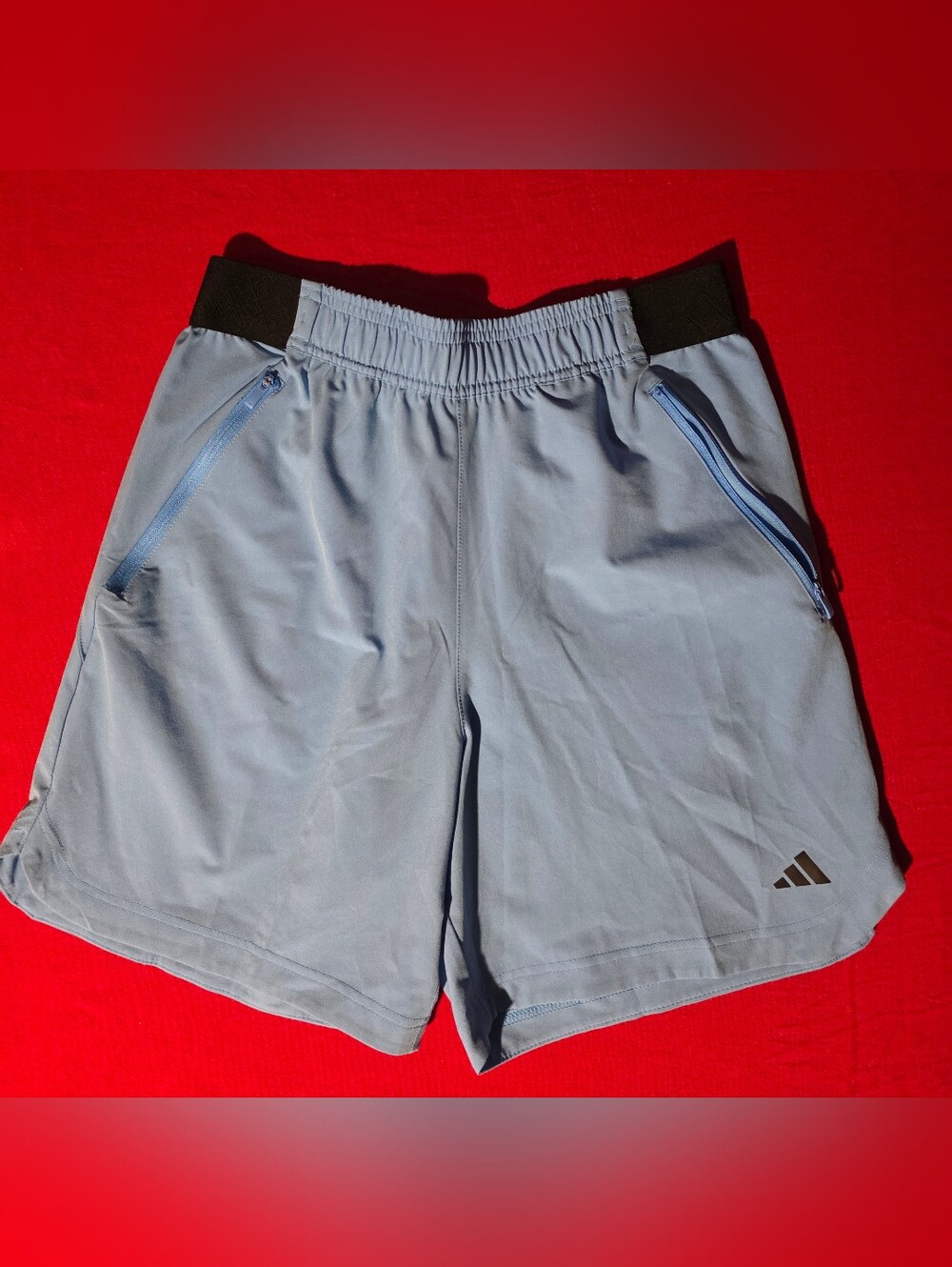 adidas Light Blue Athletic Shorts with Black Waistband